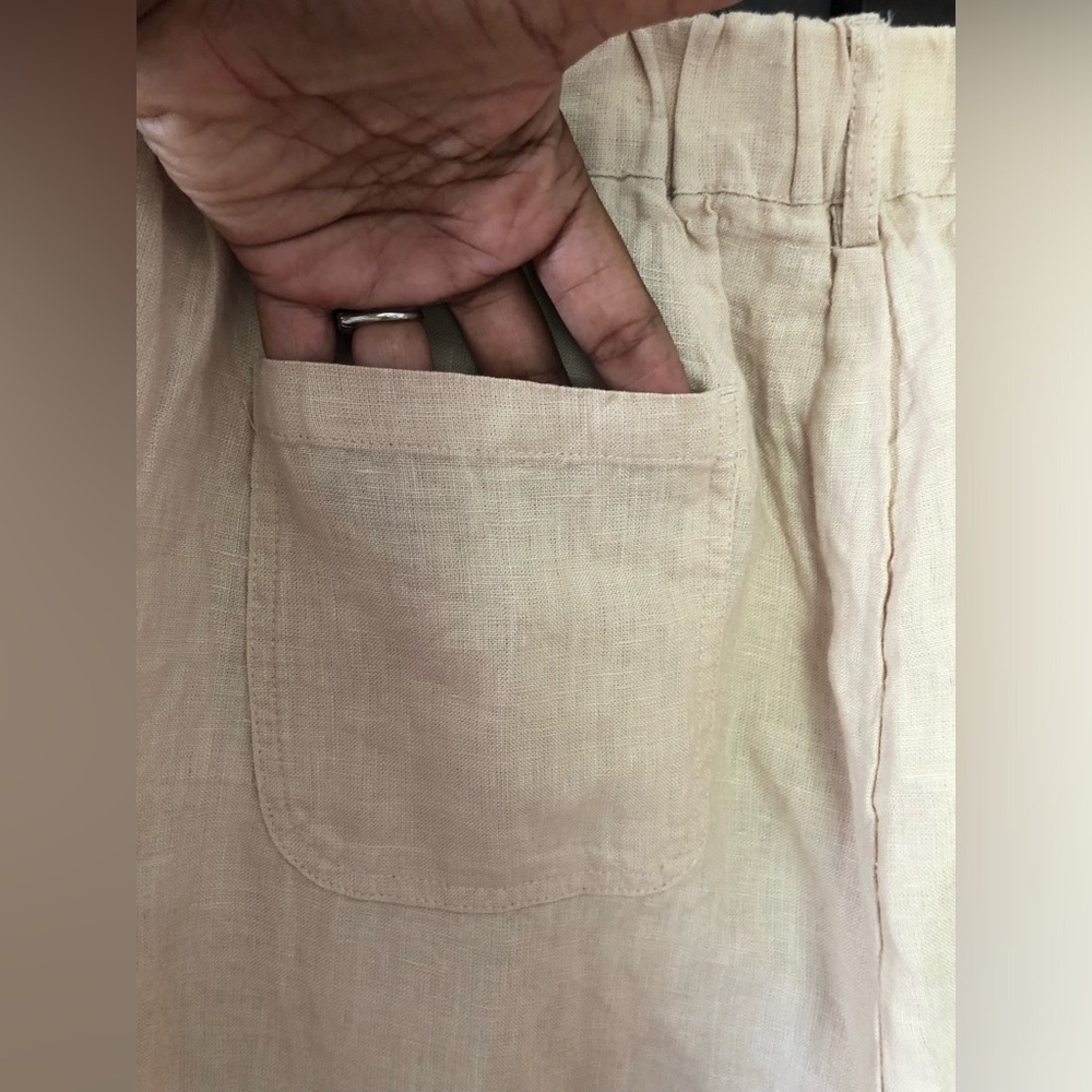 Quince 100% European Linen Cropped Pants Driftwood Size XL NWT - Picture 10 of 11